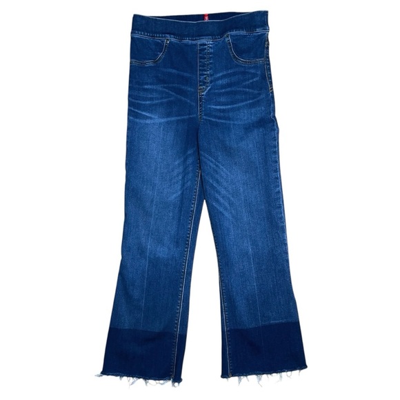 Spanx Cropped Flare Raw Edge Hem Jeans Sz M - Picture 1 of 12